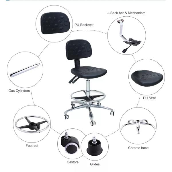 AntiStatic ESD Economical Ergonomic Lab Stool Aluminum ESD Chairs With Wheels