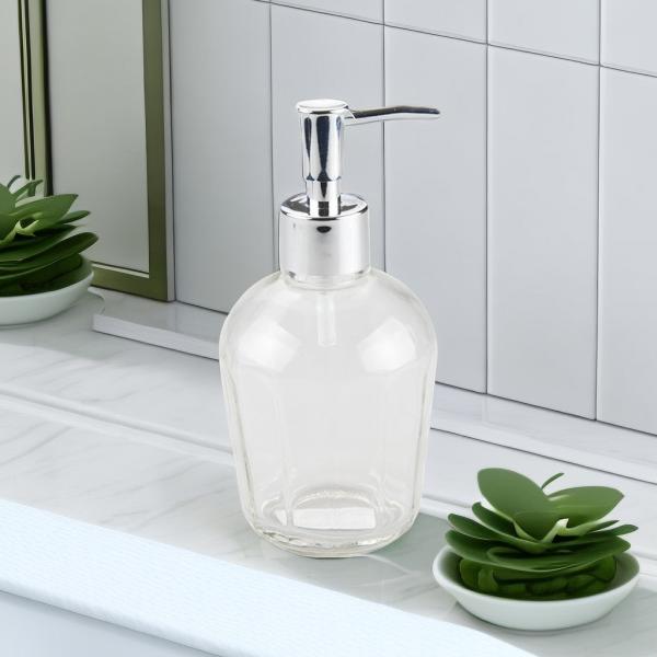 OEM 13oz Glass Soap Dispenser Bottles With Plastic Pump Versatile
