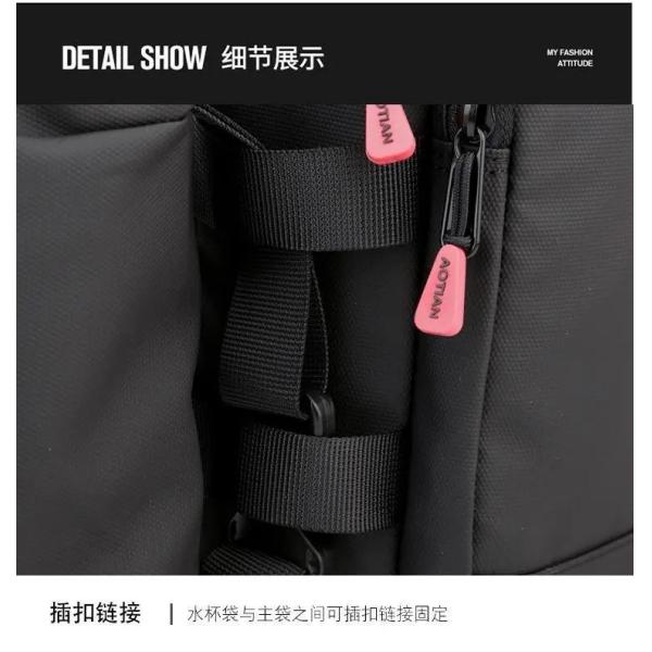 Custom Unisex Man Bag Messenger Men's Crossbody Shoulder Bag Black With Water Bottle Holder