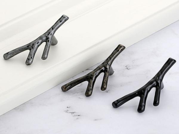 Wardrobe North European forest  Drawer Handles And Knobs 96mm Black Dresser Pulls Grey Furniture Handles