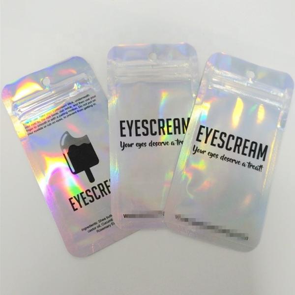 Transparent Plastic Holographic Bags Cosmetic Aluminum Foil Mylar Bags With Zipper Handle