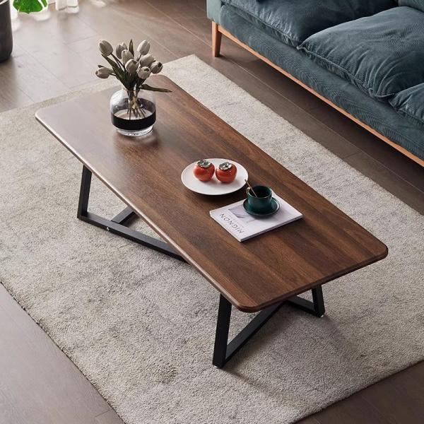 Living Room Apartment Wood Coffee Table with Metal Frame MANGO Wood Modern Style