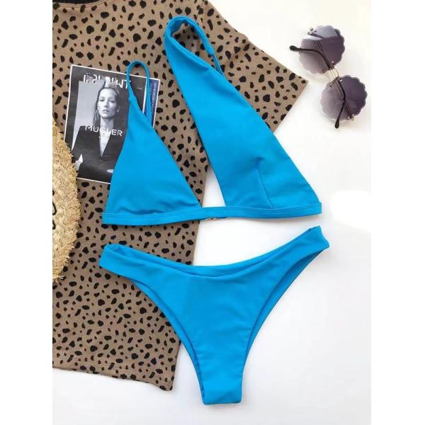 Poussée brillante en nylon de tissu de scintillement de haut bikini sexy en nylon de Waisted le style noir bleu de couleur de maillots de bain, swimwer d'été