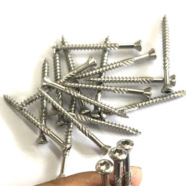 Aisi 304/A2 Inox 6 Lobes Torx T25 Star Decking Screws With Small Countersunk Head Cutting Rips And Groove