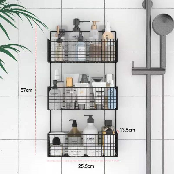 Bathroom Washstand 2.5mm Wall Storage Basket Bath Toilet Perforation Free Hanging