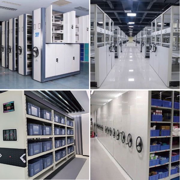 Electric Mobile Shelves Racking Hand Cranked Cargo Mobile Shelving Compact Movable Shelving High-Density Shelves