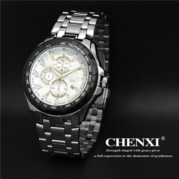 2015 Fashion Quartz Custom Man Watch Stainless Steel Case Back Watch Original CHENXI Watch