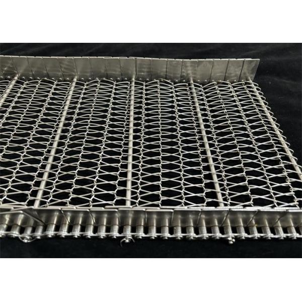 Food Stainless Steel Wire Mesh Spiral Chain Conveyor Belt Customized With Baffle