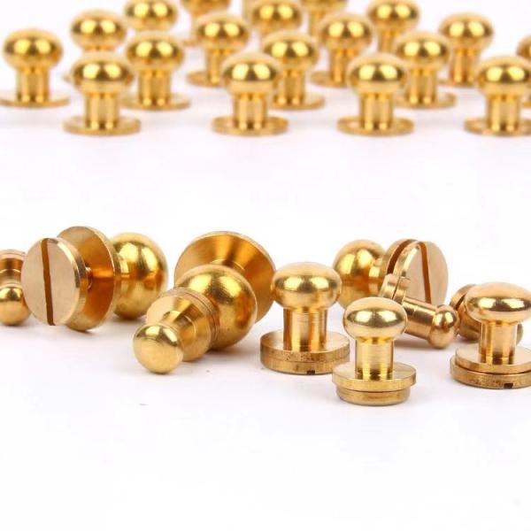 Os parafusos prisioneiros e os rebites de bronze resistentes dos pés da bolsa assentam a parte traseira do parafuso para a matéria têxtil da casa