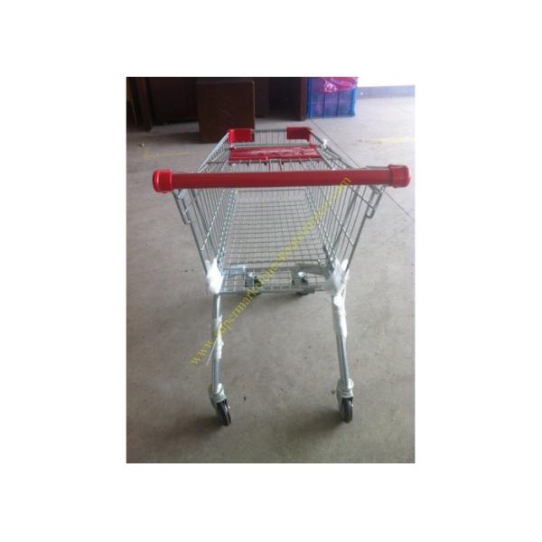 Supermarket Push Cart Retail Grocery Metal Wire Shopping Trolley Cart With Powder Coated