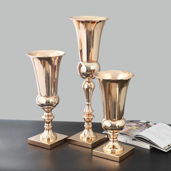 New style classical gold metal flower vase stand wedding decoration centerpieces