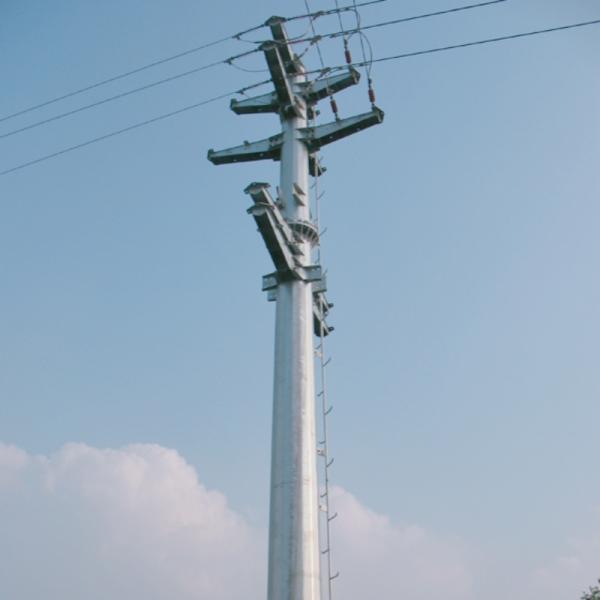 Hongxin Overhead Line Galvanized Suspension Steel Pole Q460 Transmission Pole With Crossarms