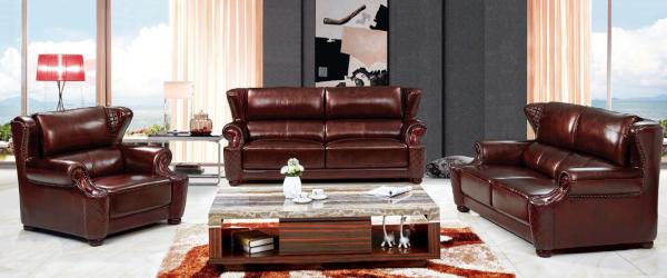 modern living top leather sofa 1+2+3 brown genuine leather sofa set