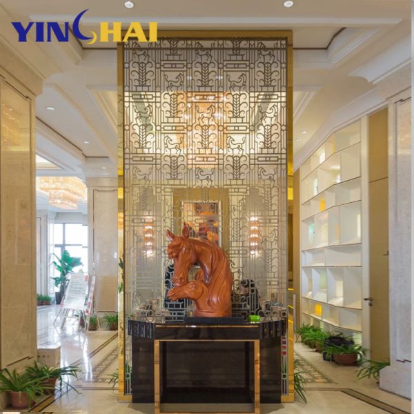 Laser Cut Stainless Steel Screen Partition Floor To Ceiling Modern Metal Screen Divider