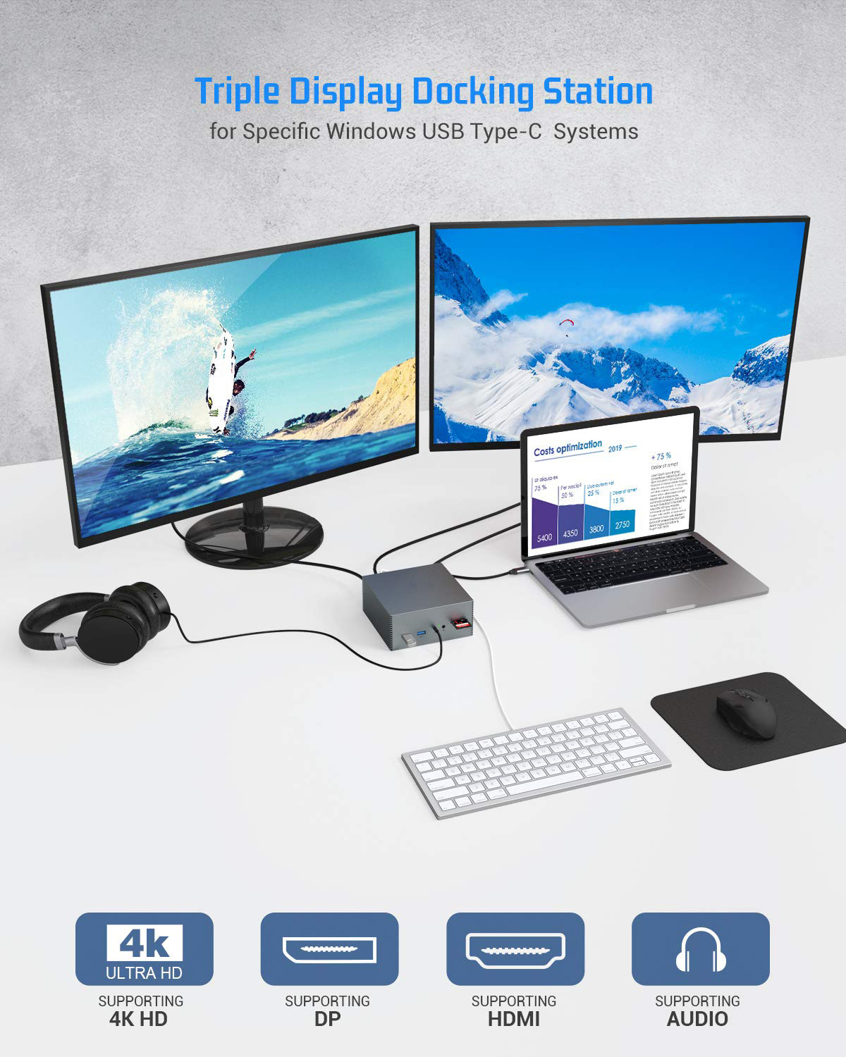 Докинг-станция Windows MacOS Macbook Pro Usb C с легкой интеграцией Plug And Play