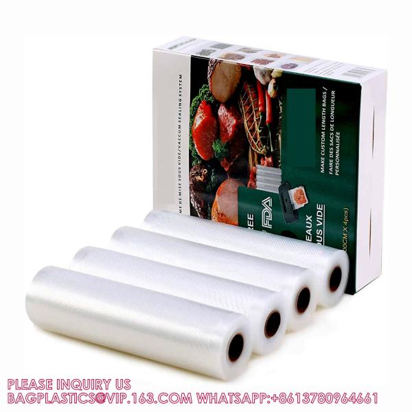 Commercial Grade Embossed Vacuum Sealer Bag Roll For Food Packaging 28cm X 6m Vacuum Sealer Roll Bag