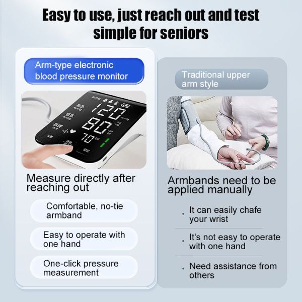 Hospital-grade arm-type electronic blood pressure monitors make blood pressure management simpler.(Model: B-01A2)