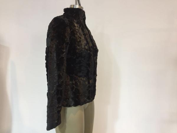Girls Black Color Faux Fur Coat With Funnel Collar Zip Through TW77402