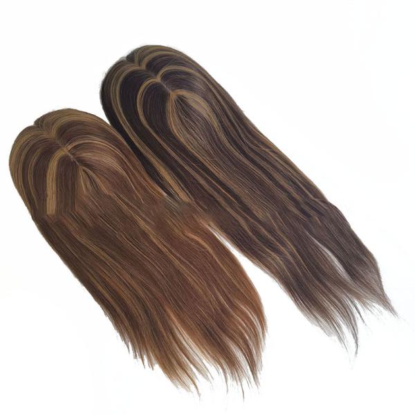 High Density European Free Part Silk Top Base 1B Real Remy Raw Hair Toupee Wig Pieces Toppers for Women