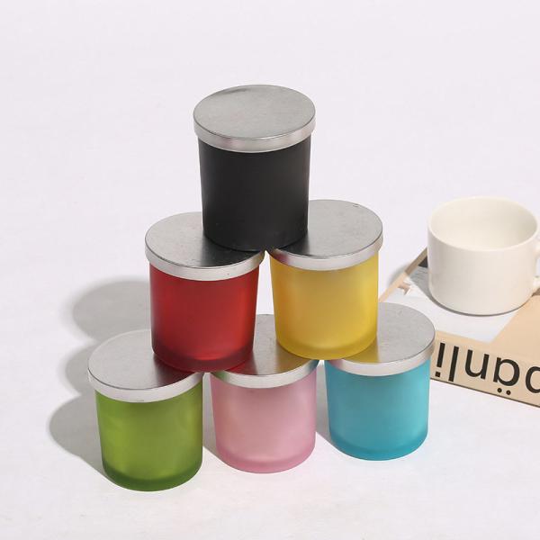 Coloured Glass Candle Holder Glass Candle Containers 8cm Height