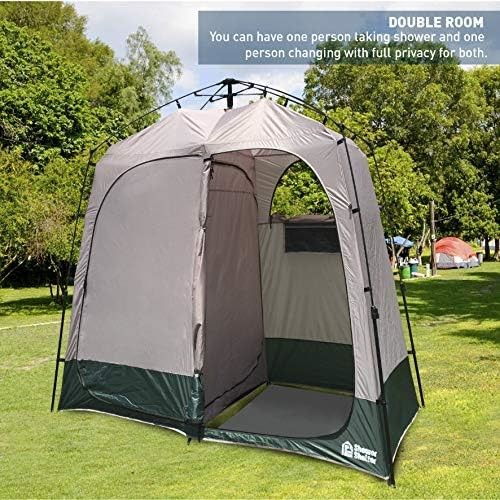 Shower Shelter – Giant Portable Outdoor Pop UP Camping Shower Tent Enclosure – Changing Room – 2 Rooms – Instant