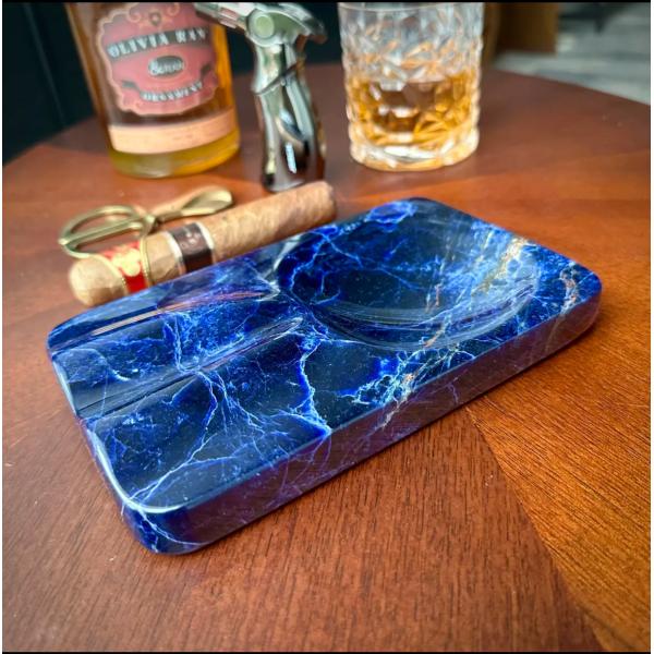 Cenicero para cigarros de mármol azul cloisonné resistente a las manchas y al calor