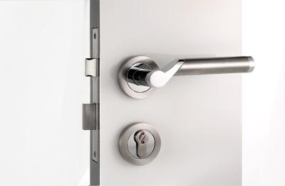 Rose Mortise Door Lock Satin Nickel / Chrome Lever Handle