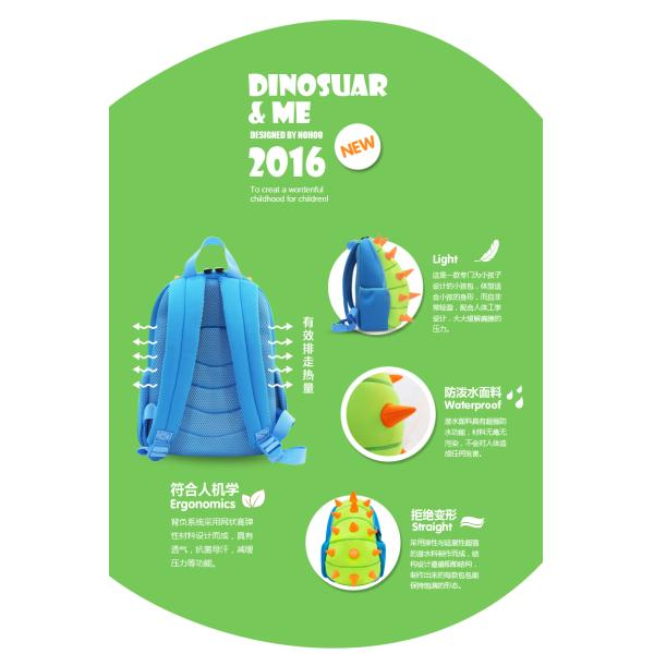 3D Cartoon Dinosaur Toddler Backpack For Kindergarten OEM / ODM Available