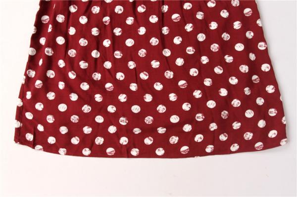 V Neck Elastic Band Ladies Dress Clothing 100% Viscose Polka Dot Red Dress