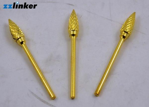 Dental Micromotor Golden Tungsten Carbide Drills Hardened Stainless Steel Material