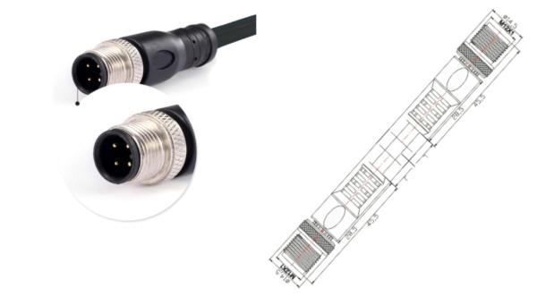M12 Connector a Code 4 Pin Shielded Cable Waterproof IP67 M12 4pin Straight Male Female Connector Molded Cable