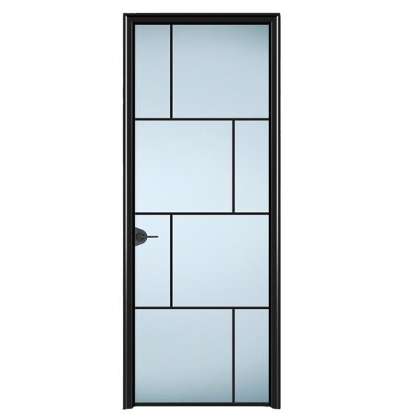 Custom Narrow Frame Toilet Door With Frosted Glass Removable Aluminum Door