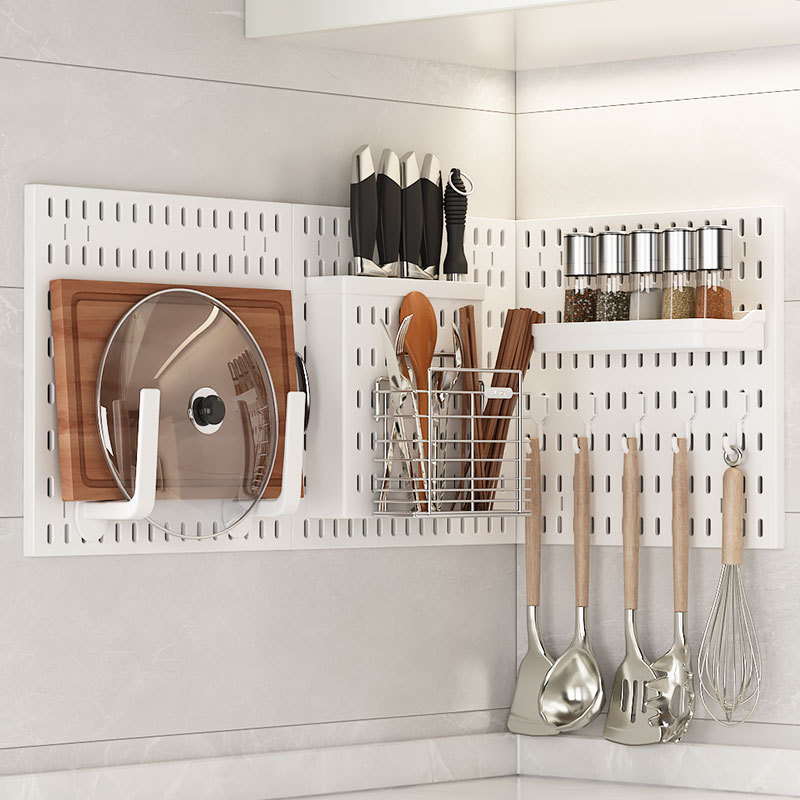Plastic Pegboard Drill-Free Wall-Mounted Single Tier Storage Rack Jewelry Holder Waterproof Multifunction Bathroom Study Shelf