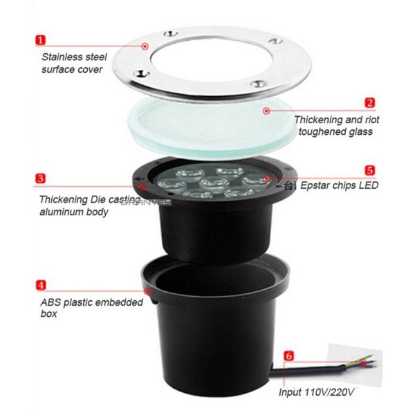 Garden Path Underground Led Spotlight , Stainless Steel 6w Led Ground Lights