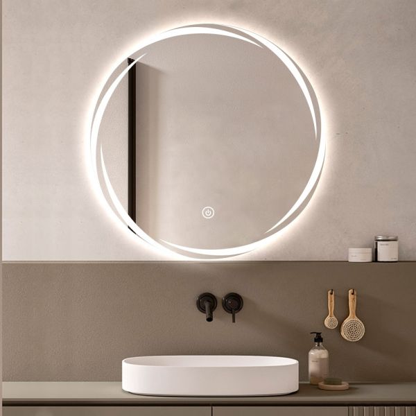 5mm Hotel Mirrors Wall Mounted Round Lighted Vanity Bathroom Mirror