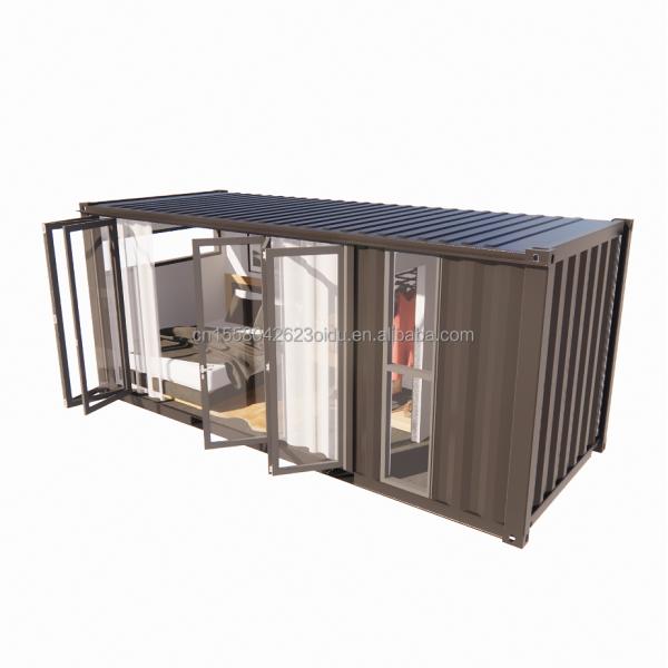 Large Glass Folding Door and Aluminum Alloy Windows in 20 Foot Prefabricated Container Single Apartment for Mobile Living