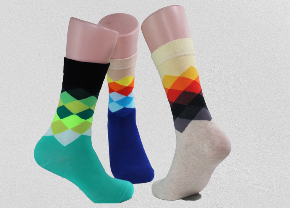 Fashion Happy Socks Men  , Assorted Colorful Premium Cotton Sock For Women