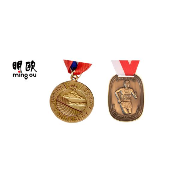 Gold Brass Medals 3D Embossed Desgin , Metal Style childrens sports medals Custom