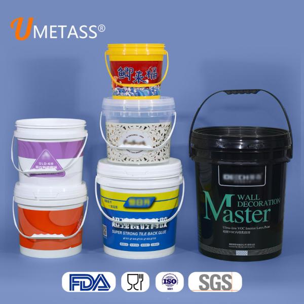 Balde de pintura de plástico de 10L com tampa e alça, recipiente à prova de adulteração