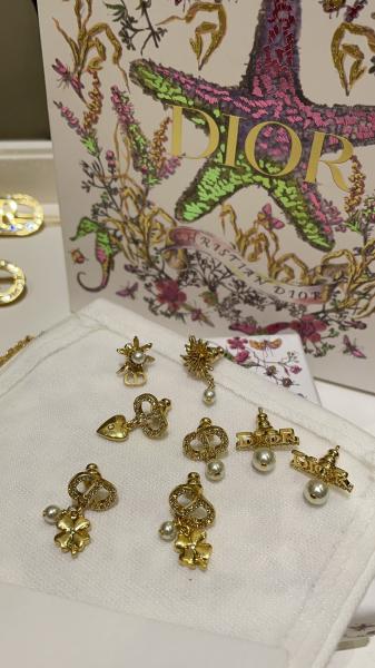 New collection Di*r Pearl & Diamond Alphabet Earrings