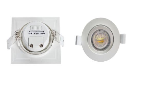CCT Changeable Indoor LED Downlights 5W IP54 Black Square Recessed