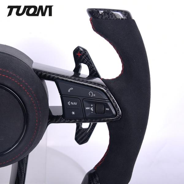 Black Suede Leather Carbon Steering Wheel Audi R8 TTRS A3 A4 A5 RS3 Plane Shape