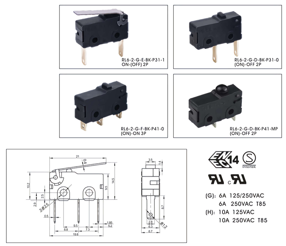 Durable Black Cap Rocker Switch On OFF 2P For Electronic Circuit Control Systems