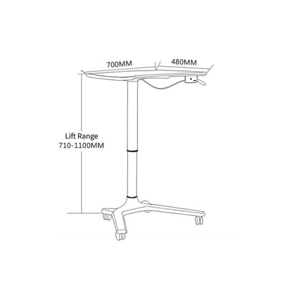 White Pneumatic Adjustable Gas Lift Hydraulic Standing Table For Laptop