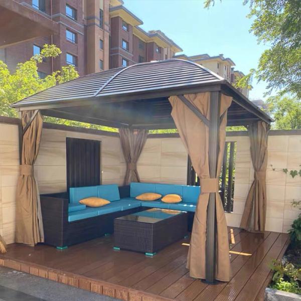 Polycarbonate Double-Roof Canopy  Aluminum Gazebo Outdoor Hardtop Gazebo