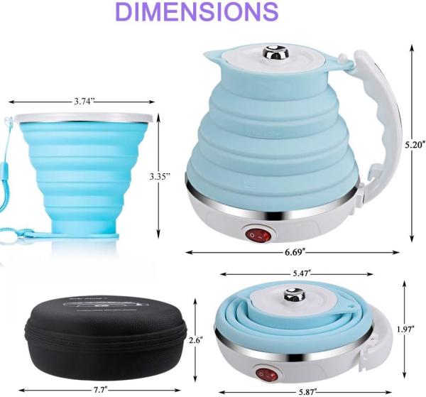 Folding Portable Travel Collapsible Electric Kettle for Coffee Tea Fast Boiling 600ml