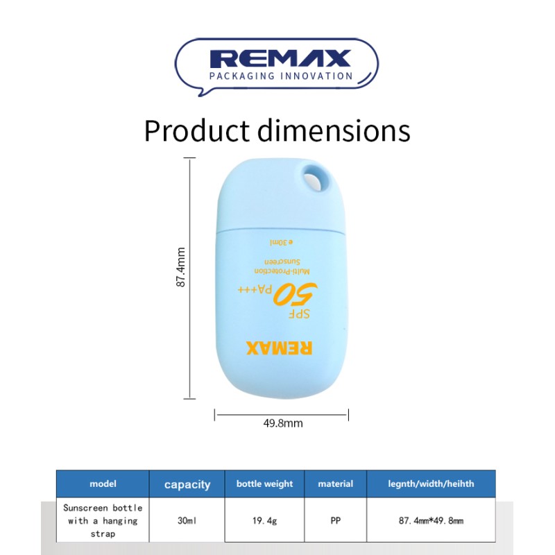 30ml  Blue Sunscreen Bottle with a Hanging Strap Design, Suitable for Outdoor Sports.