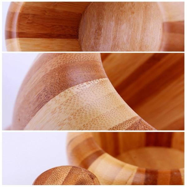 Kitchen Tools Bamboo Mortar And Pestle For Cooking Ginger / Garlic / Herb