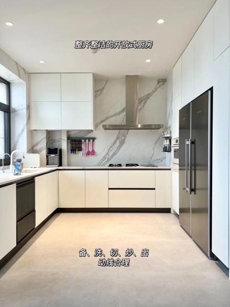 Gabinete de cocina prefabricado con base de madera maciza de lujo estilo europeo