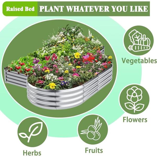 ISO Certified U Shaped Raised Garden Bed 7*8.4*1.4 Ft  Metal Raised Flower Bed
